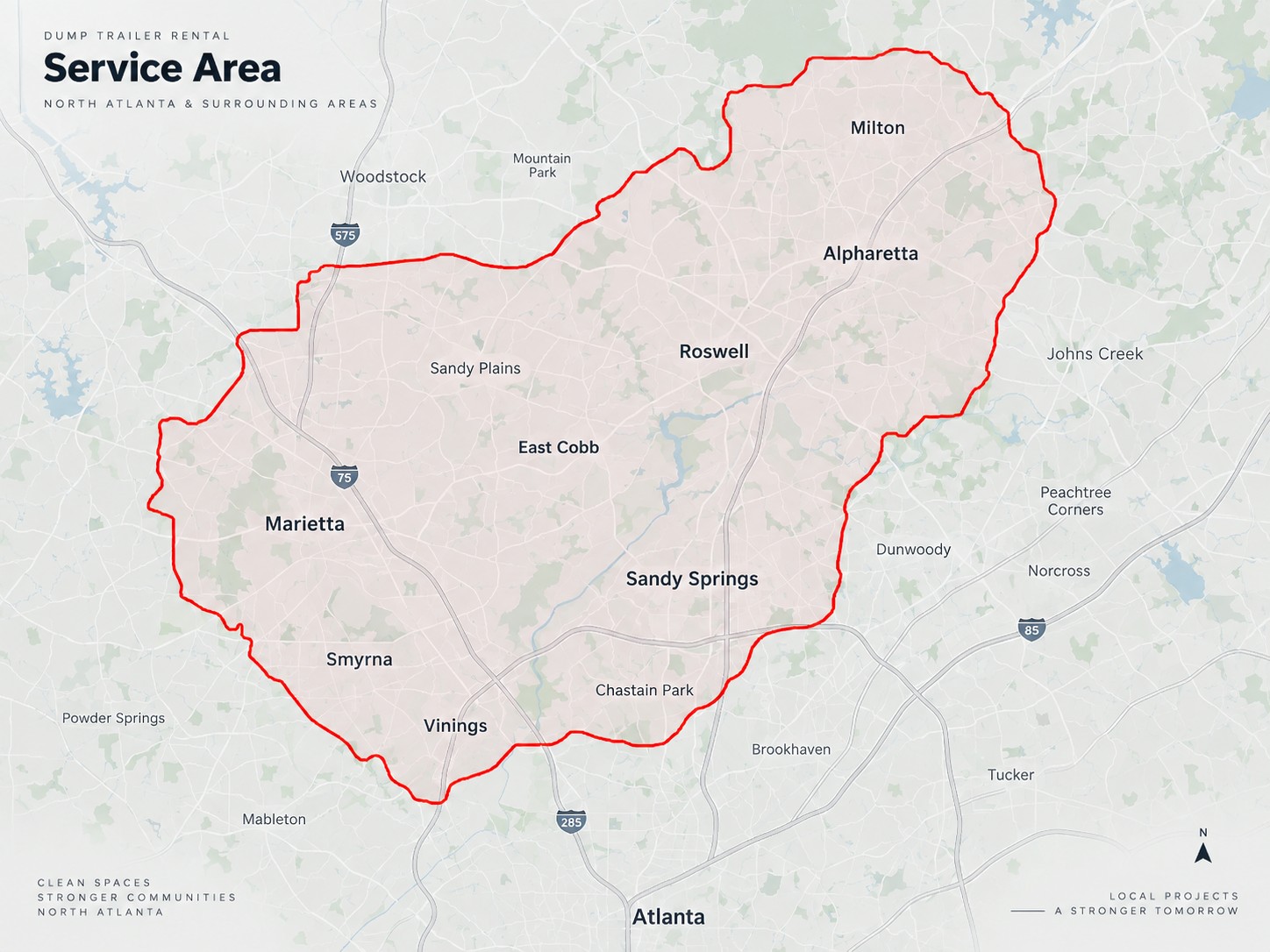 Approximate Chastain Haulers service area in North Atlanta