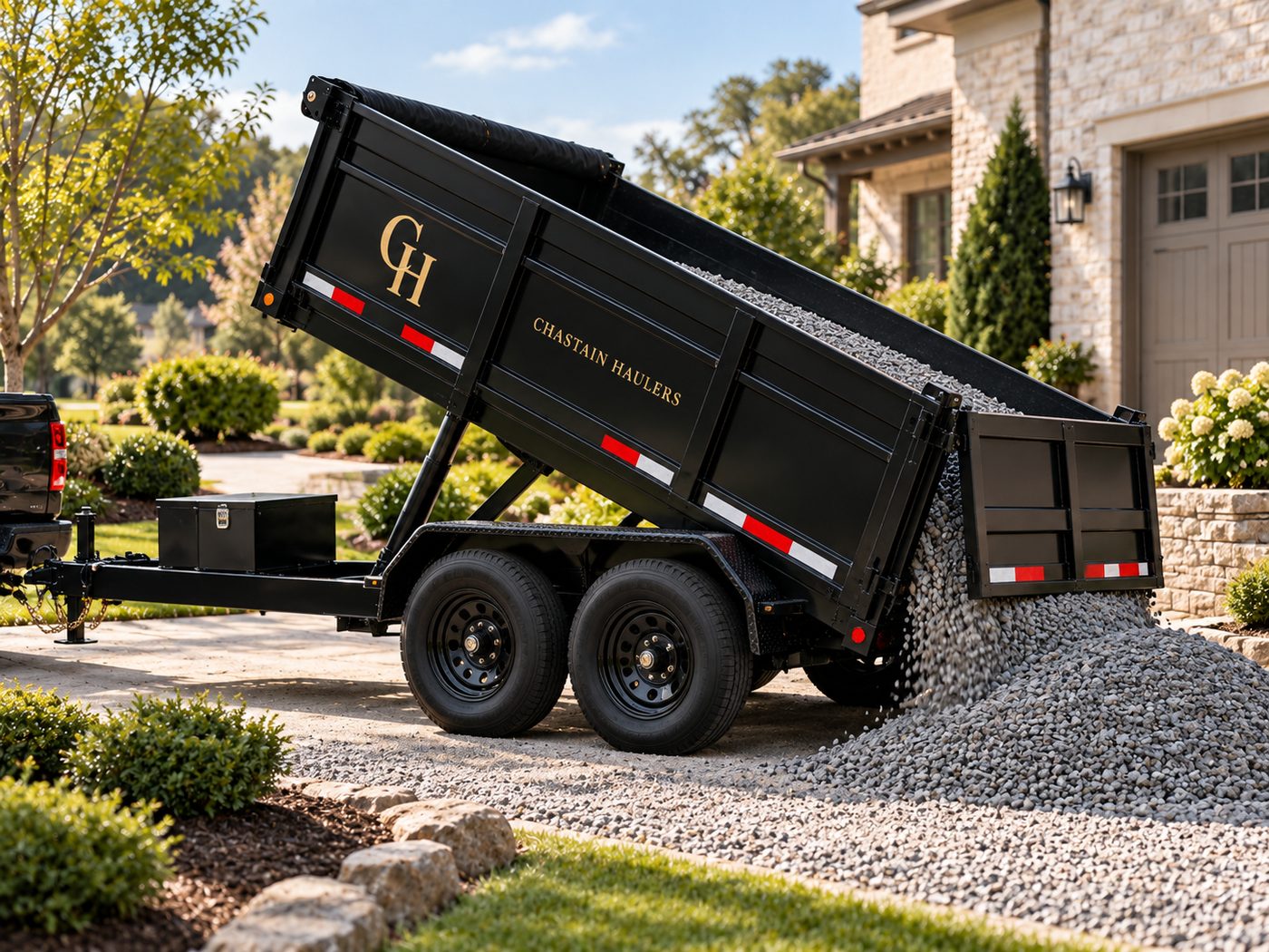 Chastain Haulers black driveway dump trailer