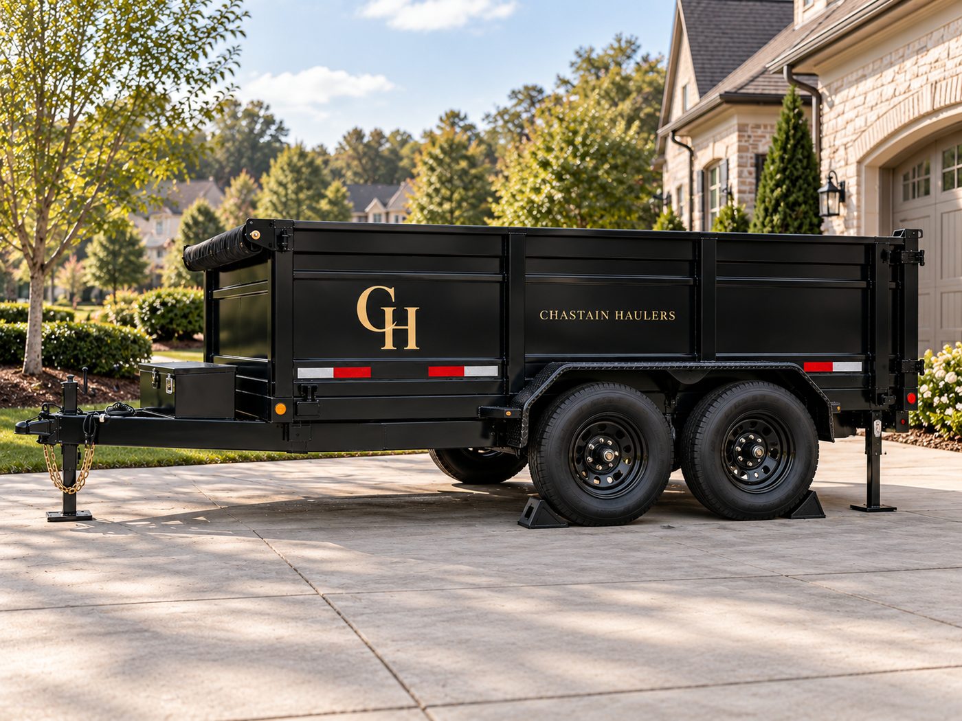 Chastain Haulers black driveway dump trailer