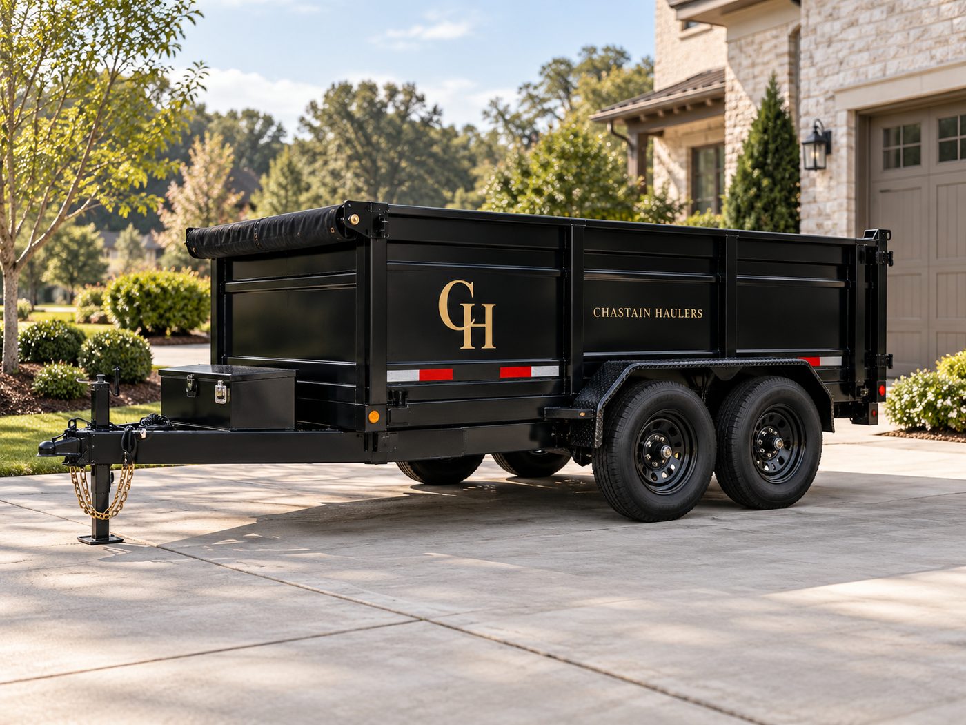 Chastain Haulers black driveway dump trailer